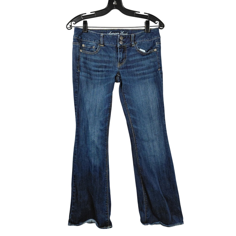 American Eagle Artist Flare Jeans Womens 4 Regular Dark Wash Stretch Low Rise